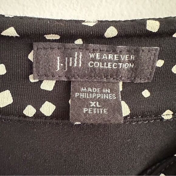 J Jill Wearever Collection Black Dot Rayon Spandex Off Shoulder Top Women’s XLP - Picture 3 of 7